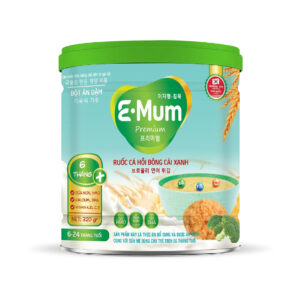 Bột ăn dặm E-Mum Premium Vị Ruốc Cá Hồi Bông Cải Xanh - 320gr